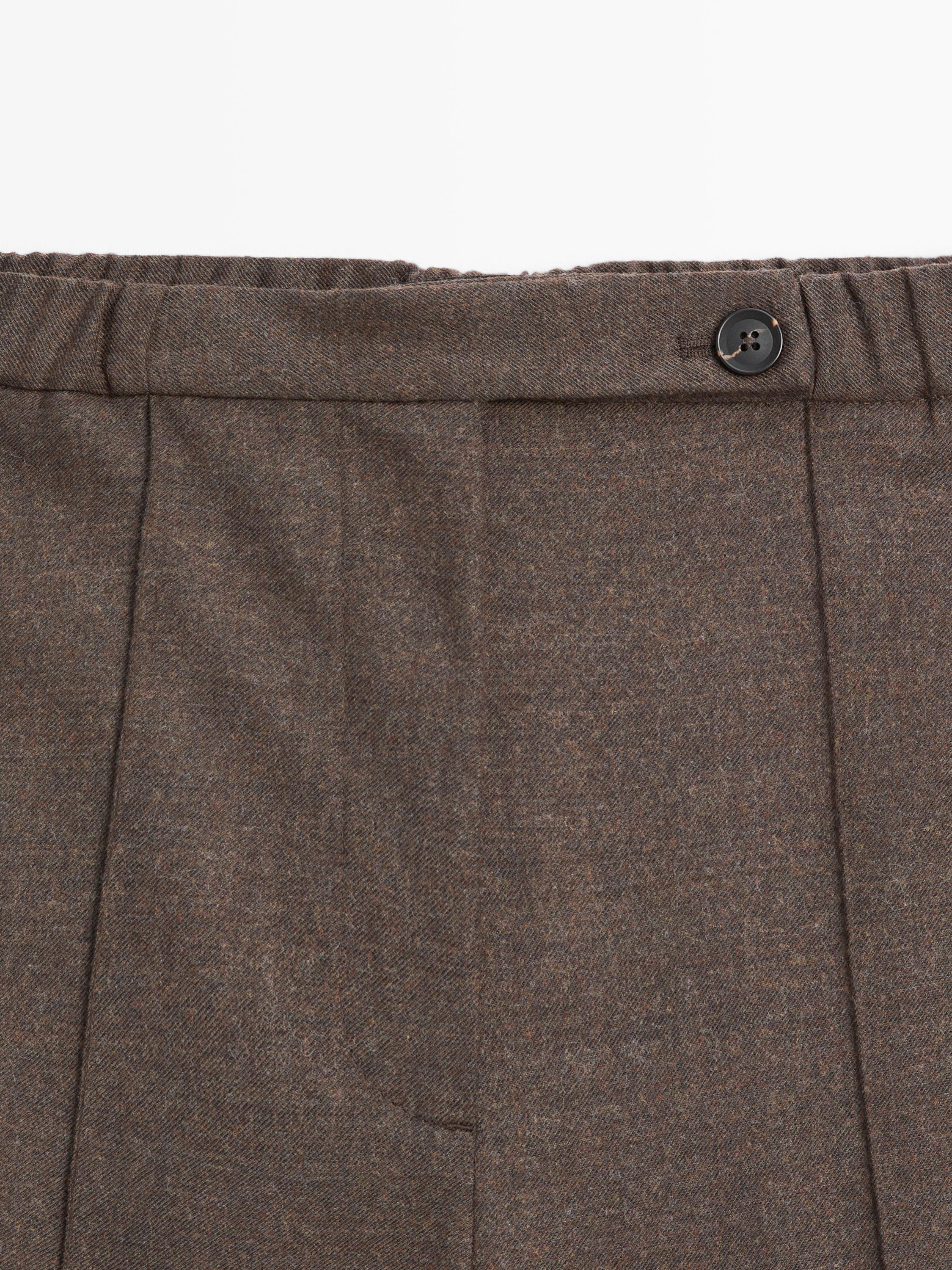 Barrel fit wool blend trousers